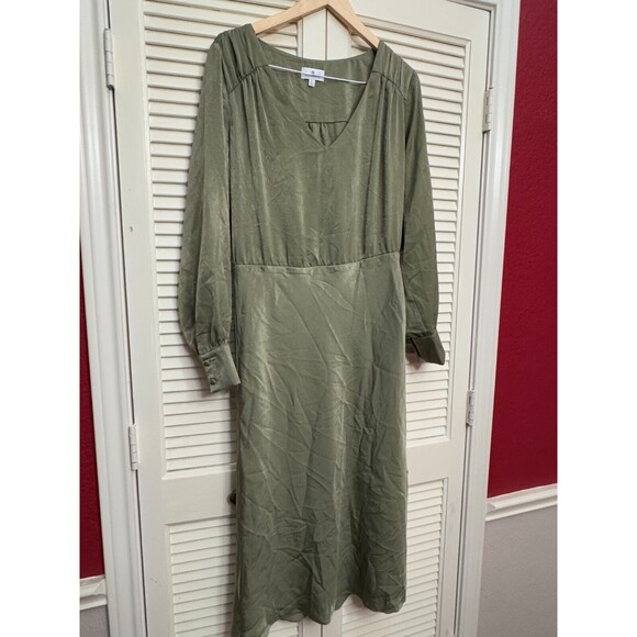 SOCIALITE Nordstrom bias cut long sleeve green midi dress SZ XL - Picture 5 of 6